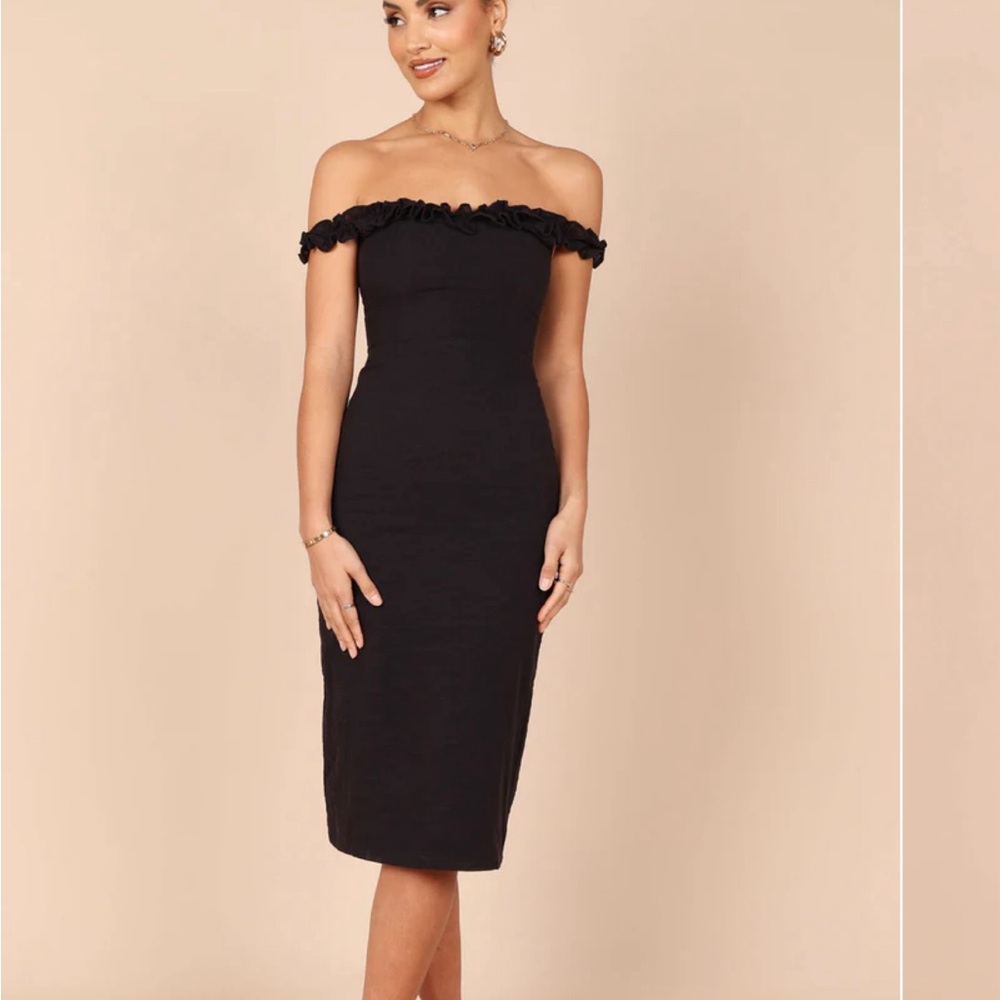 Petal and Pup Off the Shoulder Navy Dress